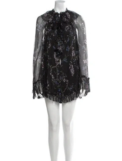 Pre-owned Zimmermann Silk Floral Print Romper In Black