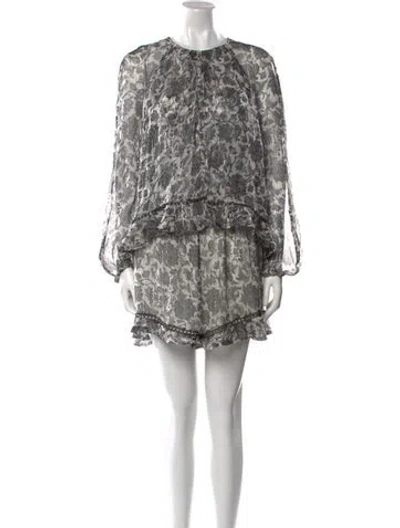 Pre-owned Zimmermann Silk Floral Print Romper In Black