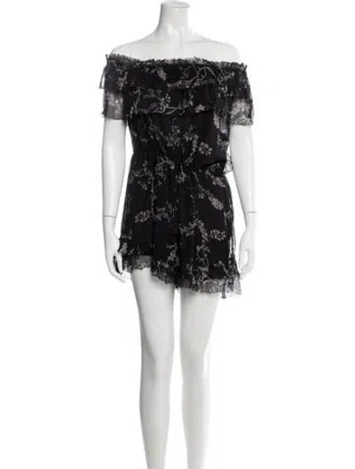 Pre-owned Zimmermann Silk Floral Print Romper In Black