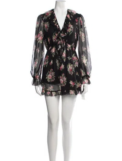 Pre-owned Zimmermann Silk Floral Print Romper In Black