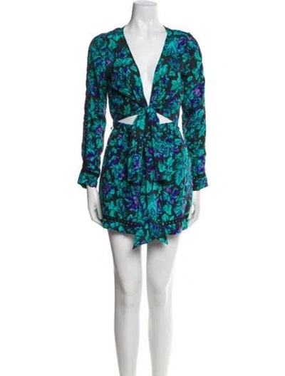 Pre-owned Zimmermann Silk Floral Print Romper In Green
