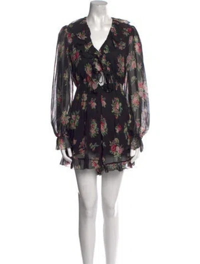 Pre-owned Zimmermann Silk Floral Print Romper In Multi