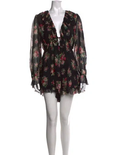 Pre-owned Zimmermann Silk Floral Print Romper In Multi