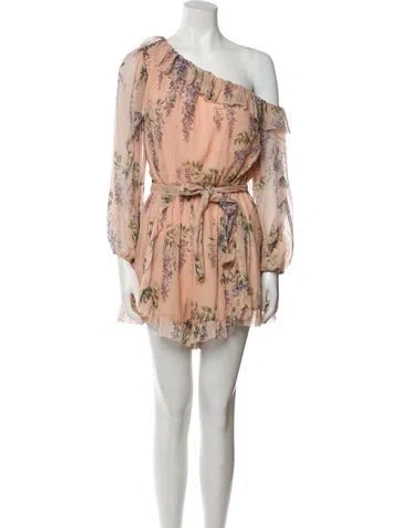 Pre-owned Zimmermann Silk Floral Print Romper In Neutral