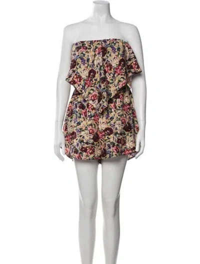 Pre-owned Zimmermann Silk Floral Print Romper In Neutral