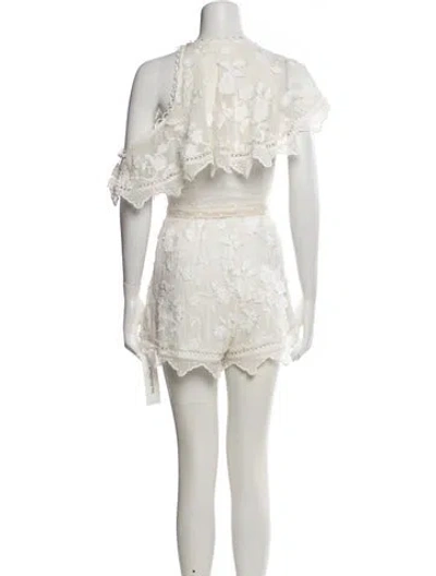 Pre-owned Zimmermann Silk Floral Print Romper In Neutrals