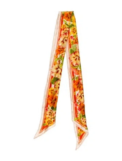 Pre-owned Zimmermann Silk Floral Print Scarf In Neutral