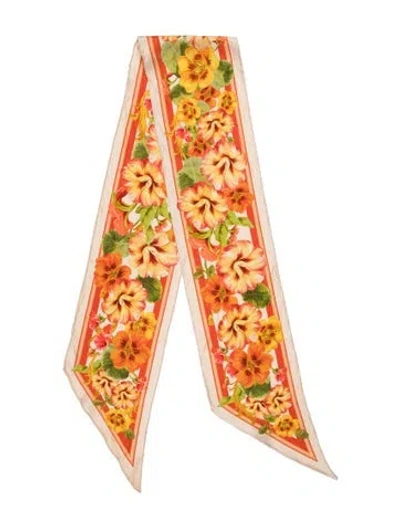 Pre-owned Zimmermann Silk Floral Print Scarf In Orange