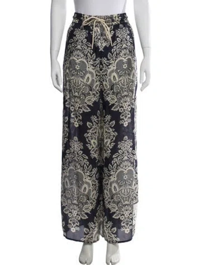 Pre-owned Zimmermann Silk Floral Print Sweatpants In Blue