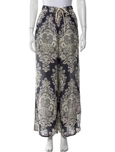 Pre-owned Zimmermann Silk Floral Print Sweatpants In Blue