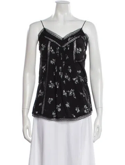 Pre-owned Zimmermann Silk Floral Print Top In Black