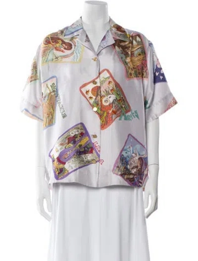 Pre-owned Zimmermann Silk Graphic Print Blouse In Purple