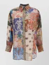 Zimmermann Patchwork Effect Silk Davi Blouse With Jewels Buttons In Multicoloured