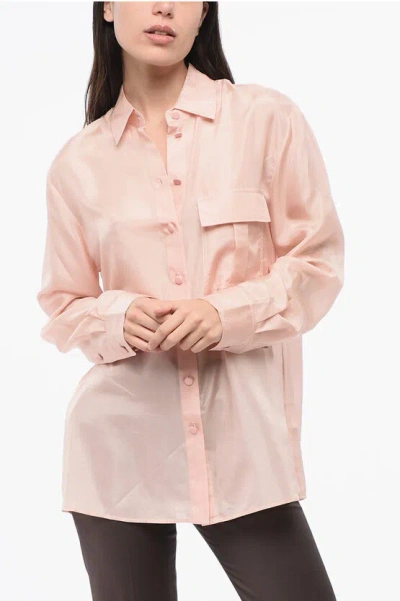 Zimmermann Silk Halliday Shirt With Breast Pocket In Pink