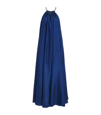 Zimmermann Silk Halterneck Aster Maxi Dress In Blue