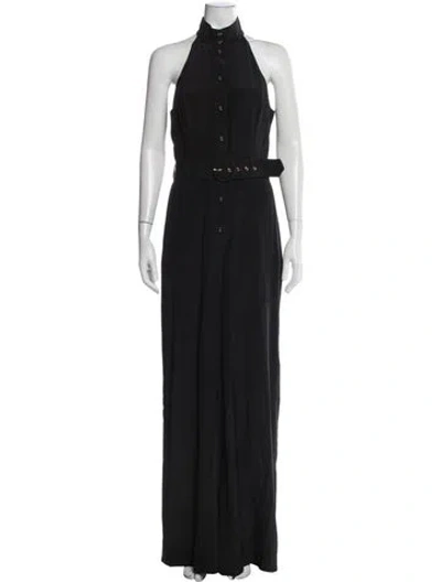 Pre-owned Zimmermann Silk Halterneck Jumpsuit In Black