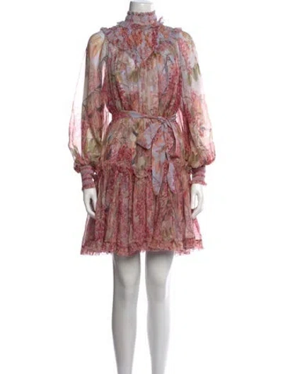 Pre-owned Zimmermann Silk Knee-length Dress In Pink