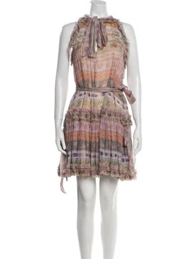 Pre-owned Zimmermann Silk Knee-length Dress In Purple
