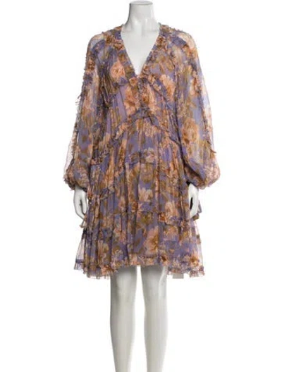Pre-owned Zimmermann Silk Knee-length Dress In Purple