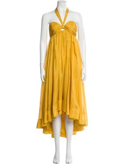 Pre-owned Zimmermann Silk Knee-length Dress In Yellow