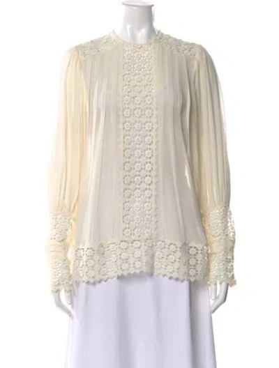 Pre-owned Zimmermann Silk Lace Pattern Blouse In Neutral