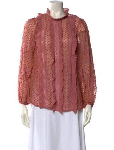 Pre-owned Zimmermann Silk Lace Pattern Blouse In Pink