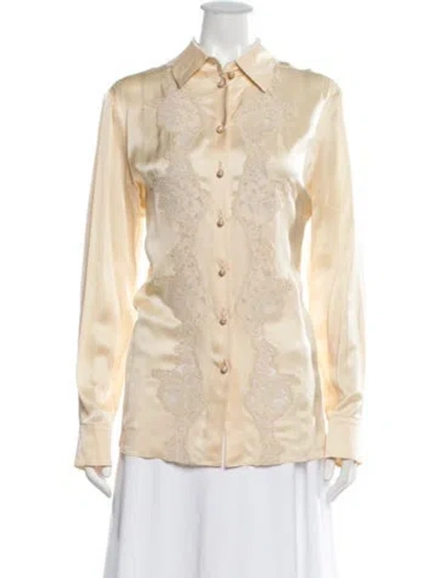 Pre-owned Zimmermann Silk Lace Pattern Blouse W/ Tags In Neutrals