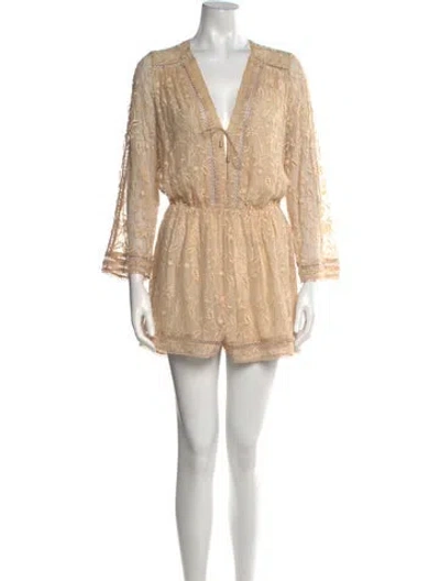 Pre-owned Zimmermann Silk Lace Pattern Romper In Neutral