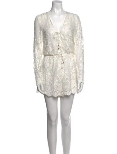 Pre-owned Zimmermann Silk Lace Pattern Romper In White