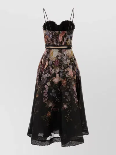 Zimmermann Silk Linen Printed Midi Dress