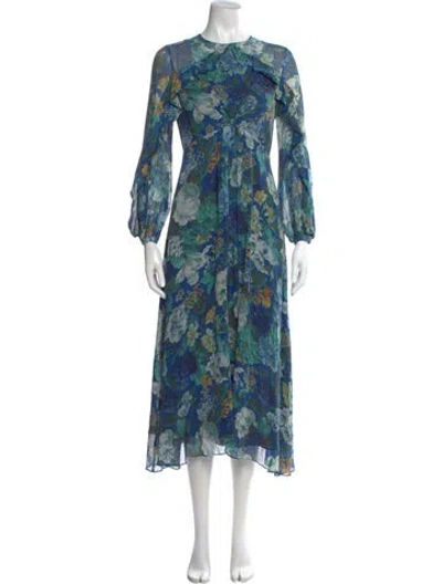Pre-owned Zimmermann Silk Long Dress In Blue