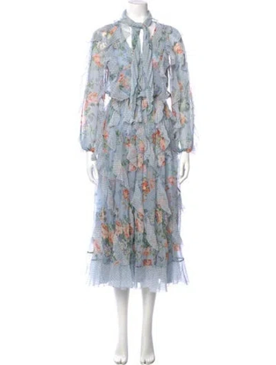 Pre-owned Zimmermann Silk Long Dress In Blue
