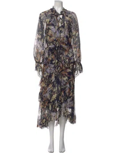 Pre-owned Zimmermann Silk Long Dress In Blue