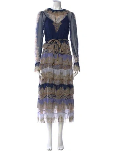 Pre-owned Zimmermann Silk Long Dress In Blue
