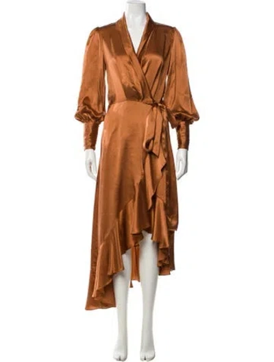 Pre-owned Zimmermann Silk Long Dress In Brown