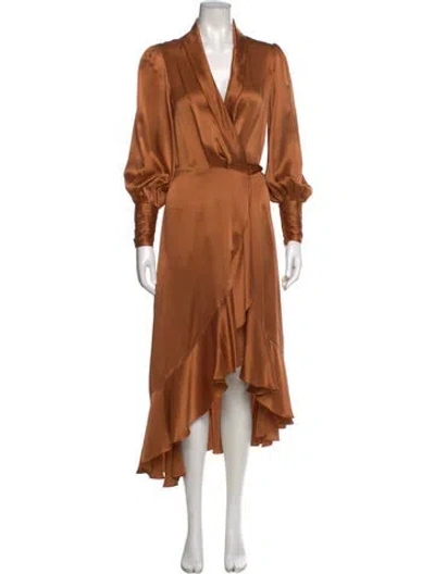 Pre-owned Zimmermann Silk Long Dress In Brown