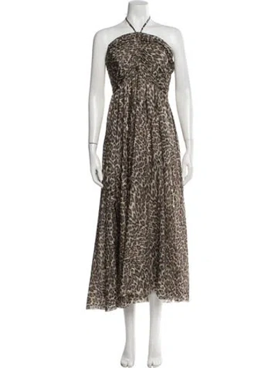 Pre-owned Zimmermann Silk Long Dress In Brown