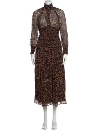Pre-owned Zimmermann Silk Long Dress In Brown