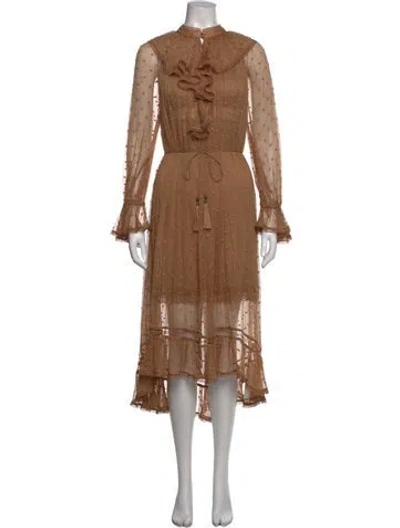 Pre-owned Zimmermann Silk Long Dress In Brown