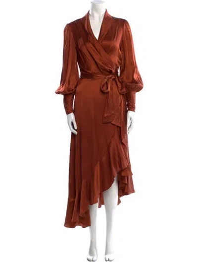 Pre-owned Zimmermann Silk Long Dress In Burgundy