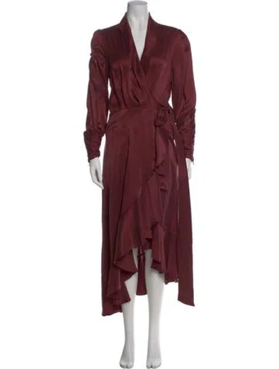 Pre-owned Zimmermann Silk Long Dress In Burgundy