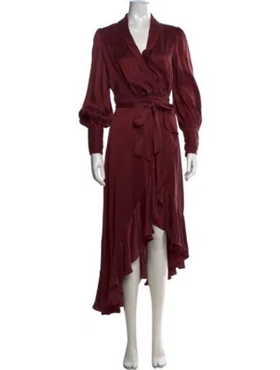 Pre-owned Zimmermann Silk Long Dress In Burgundy