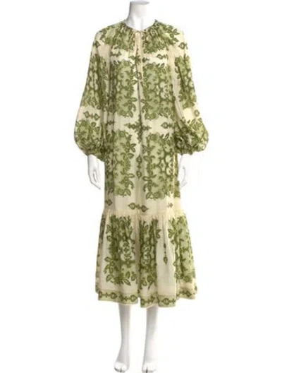 Pre-owned Zimmermann Silk Long Dress In Green