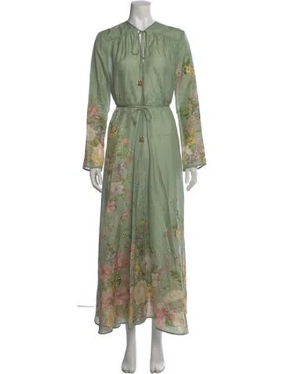 Pre-owned Zimmermann Silk Long Dress In Green