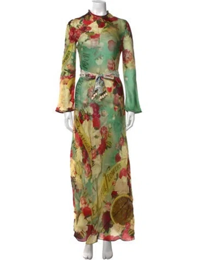 Pre-owned Zimmermann Silk Long Dress In Green