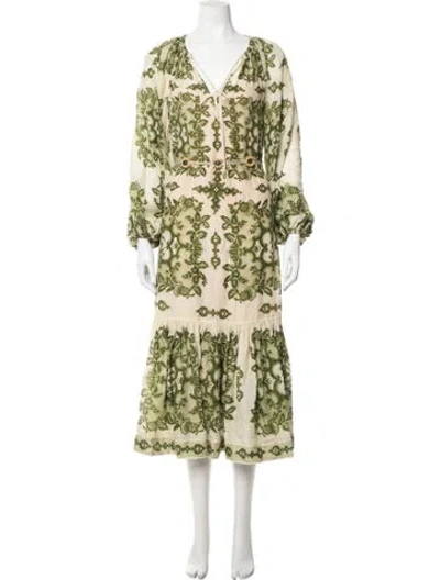 Pre-owned Zimmermann Silk Long Dress In Green