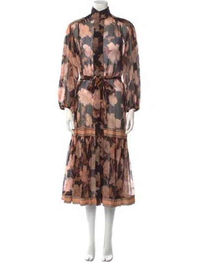 Pre-owned Zimmermann Silk Long Dress In Multi