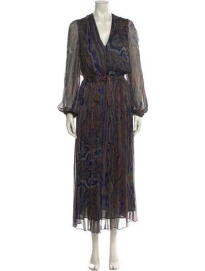Pre-owned Zimmermann Silk Long Dress In Multi