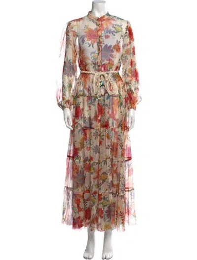Pre-owned Zimmermann Silk Long Dress In Neutral