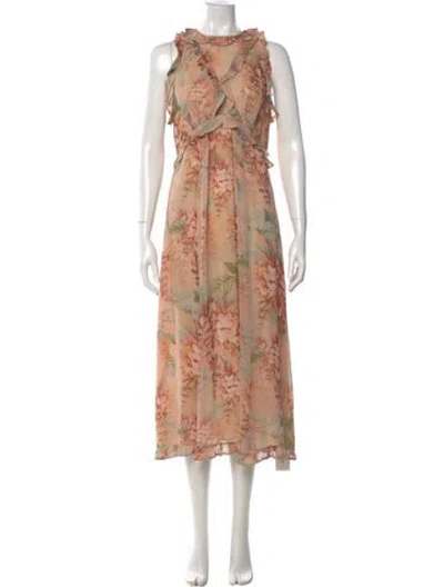 Pre-owned Zimmermann Silk Long Dress In Neutral